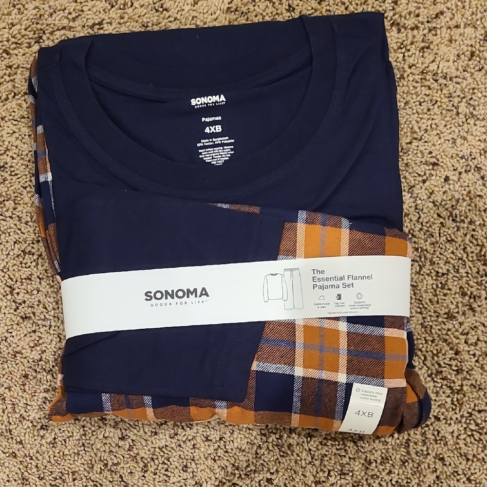 Sonoma Navy and Brown Flannel Pajama Set